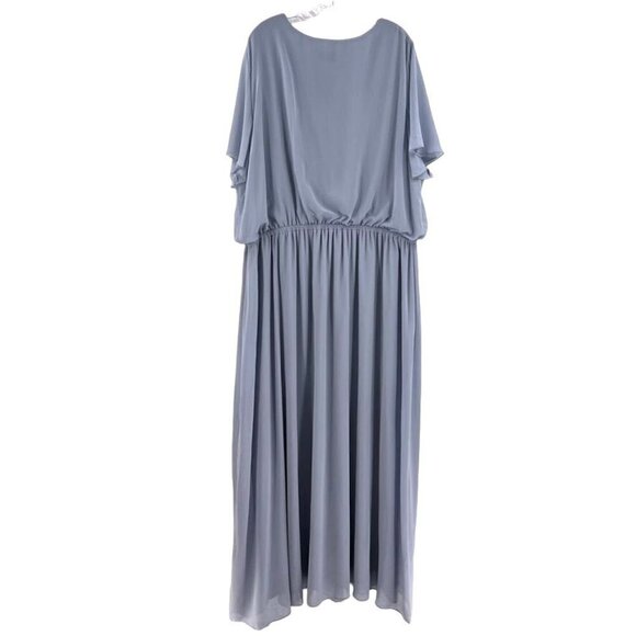 Show Me Your Mumu Size 3X Blue Michelle Flutter Sleeve Chiffon Maxi Sheath Dress - Picture 6 of 8